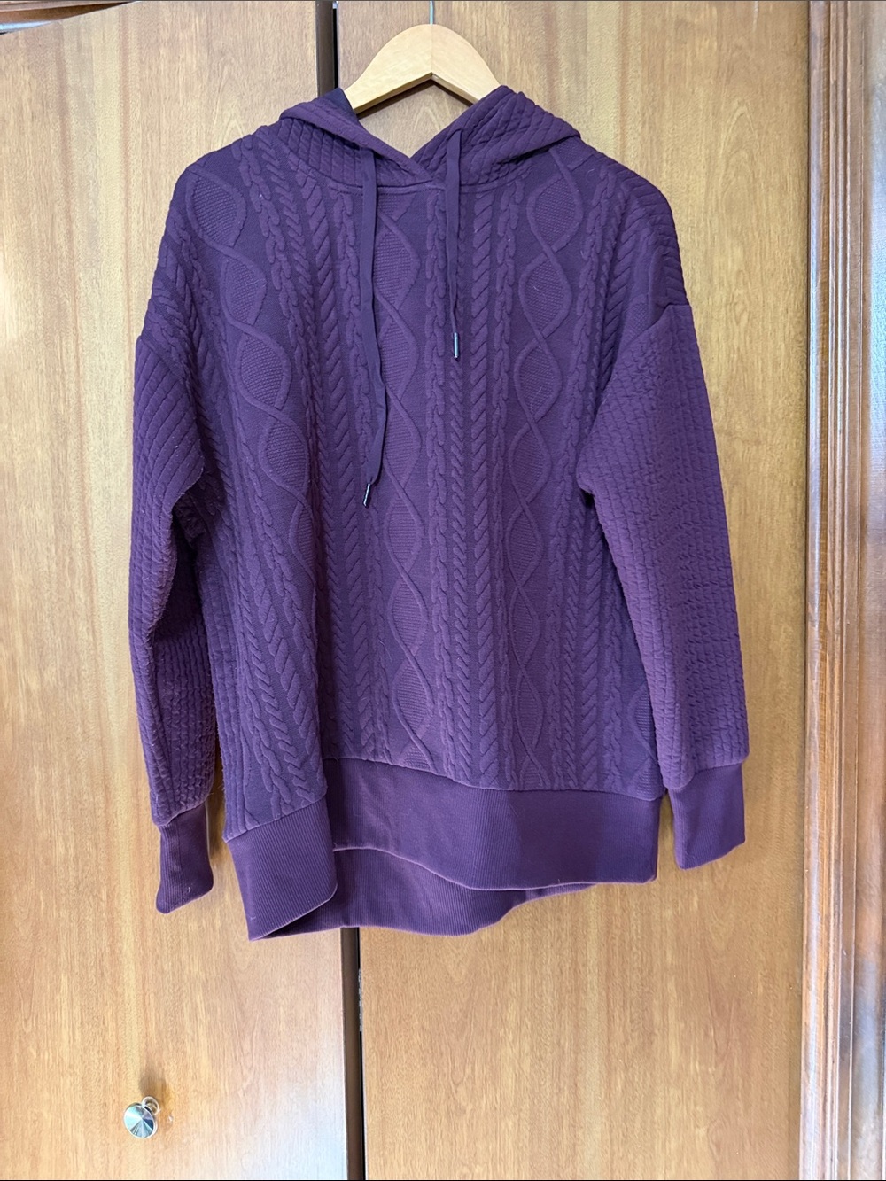 RBX Cable Knit Hoodie in Plum